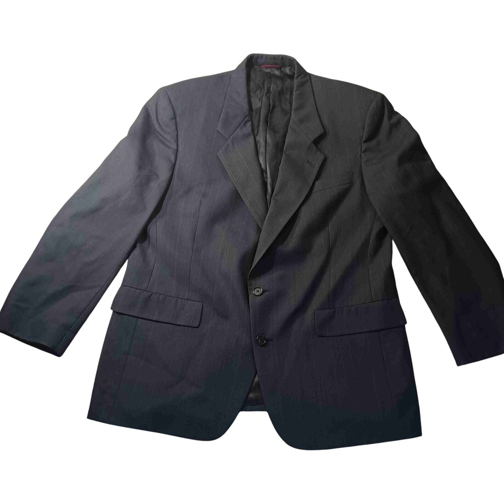 Hart Schaffner & Marx Wool‎ Blazer 44R Navy Pinstripe 2-Button Sport Coat READ